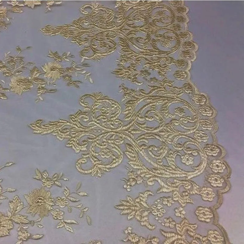 Floral Flower Mesh Lace Wedding Prom Dress Fabric By The Yard