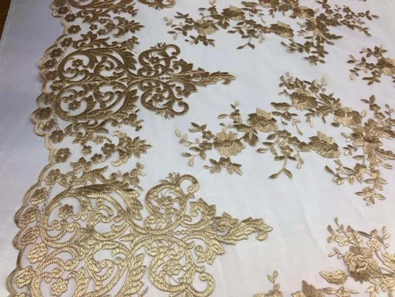 Floral Flower Mesh Lace Wedding Prom Dress Fabric By The Yard