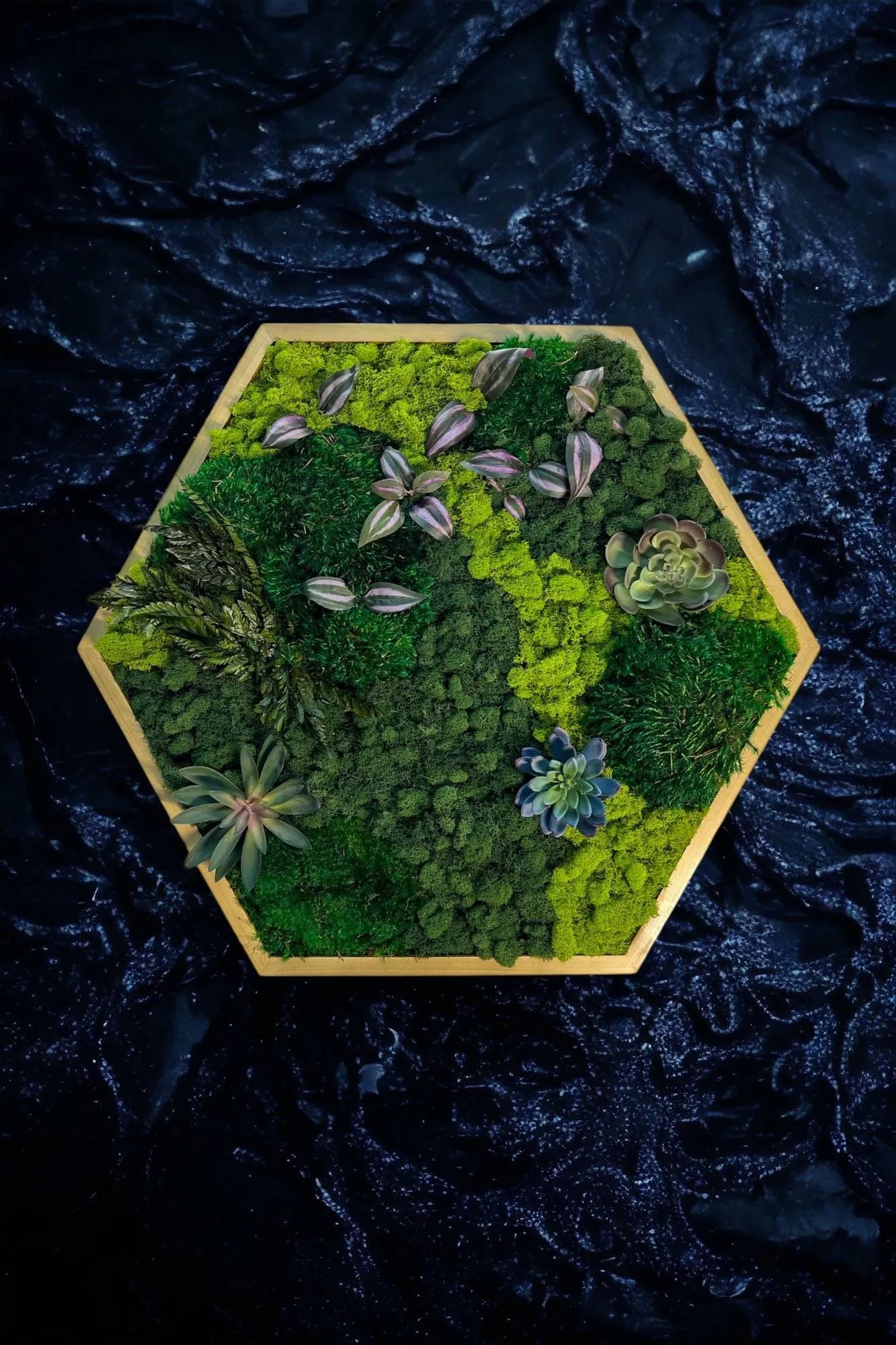 Floral Hexagon Moss Wall Art