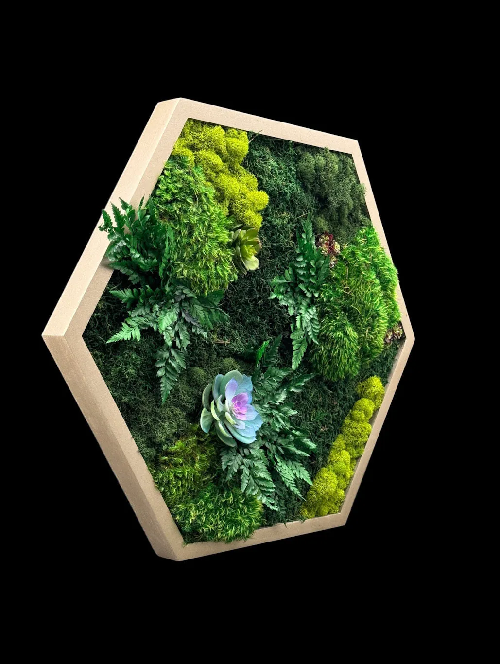 Floral Hexagon Moss Wall Art