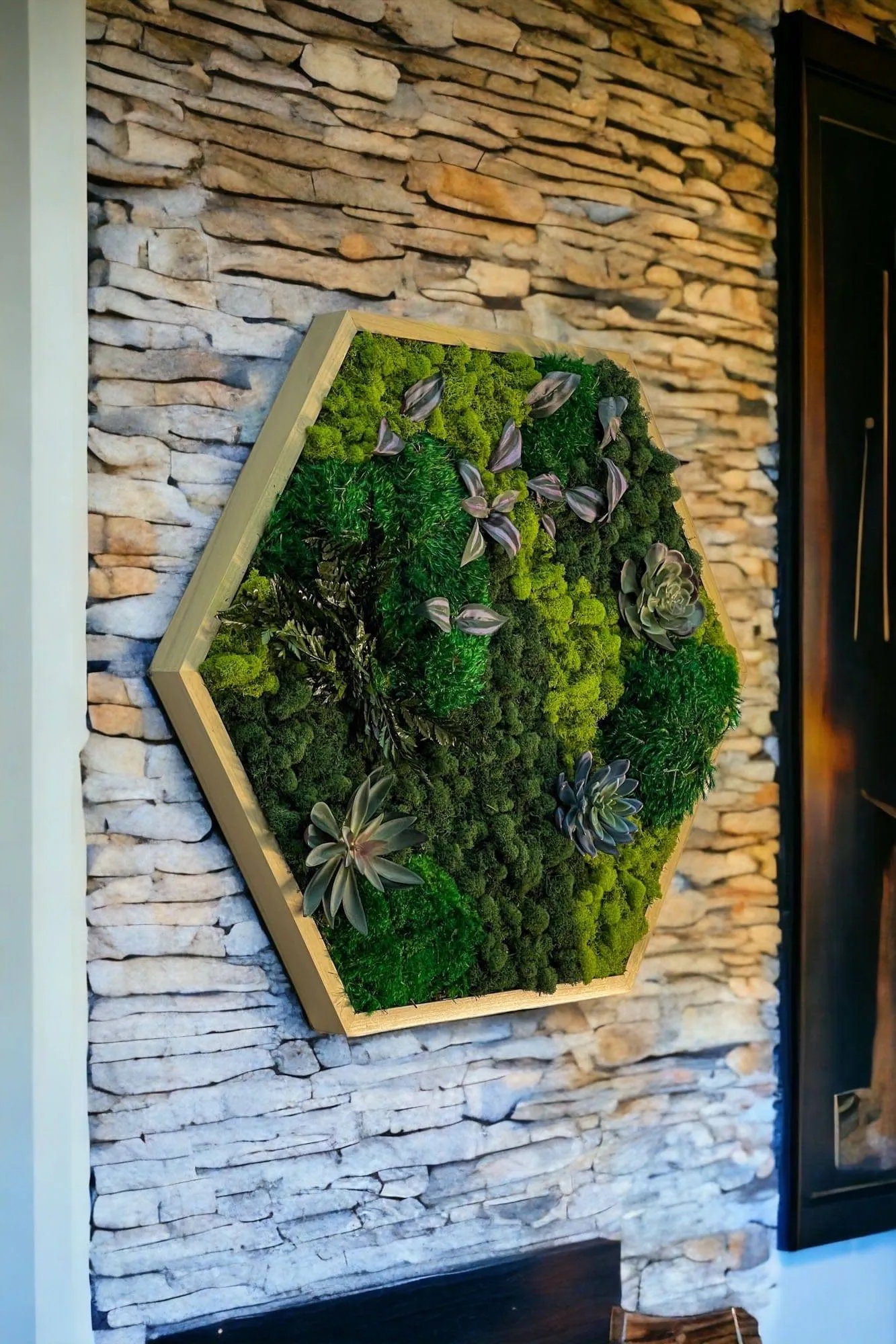 Floral Hexagon Moss Wall Art