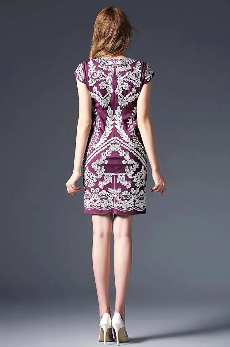 Floral Pattern Embroidery Dress