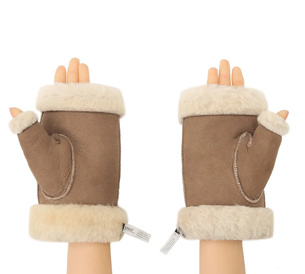 Fluffy Fingerless Sheepskin Wool Mittens