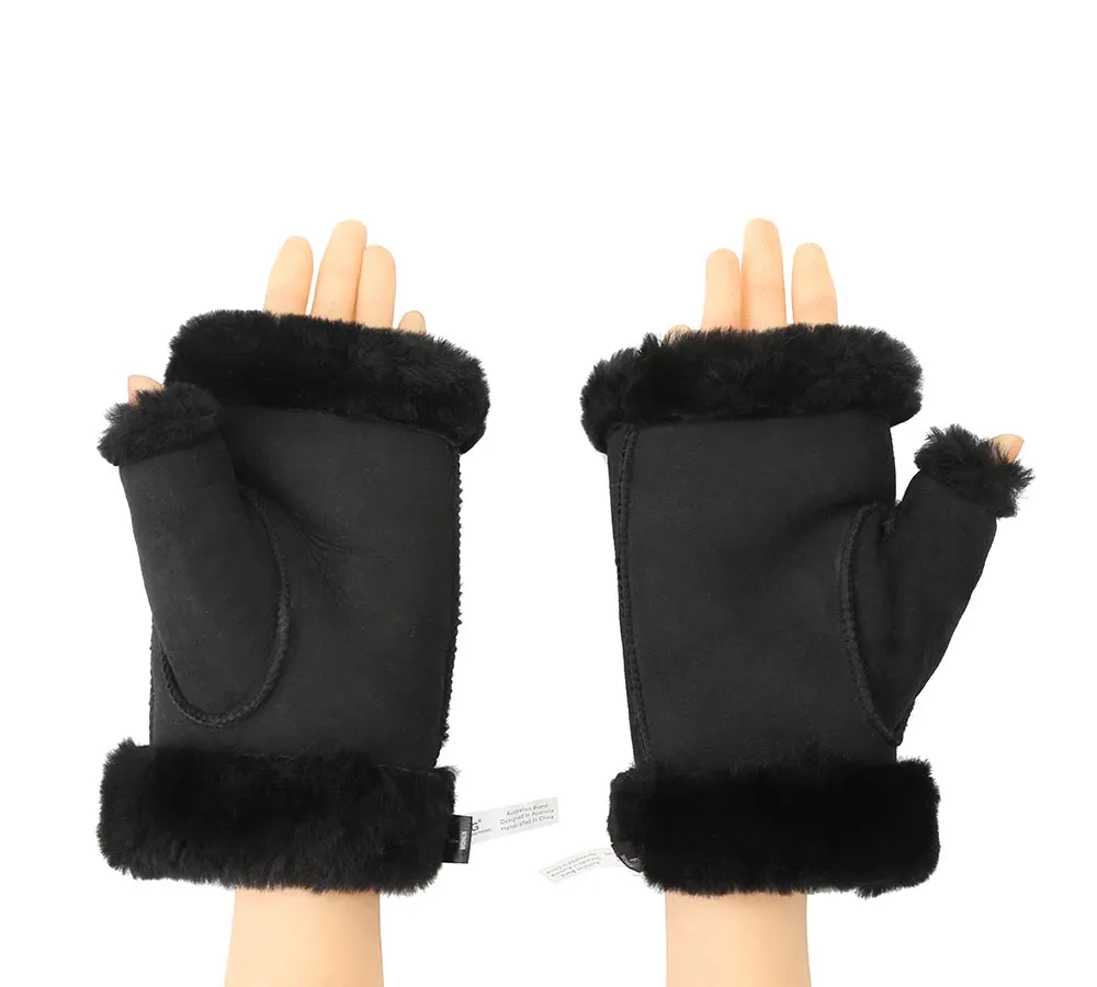 Fluffy Fingerless Sheepskin Wool Mittens