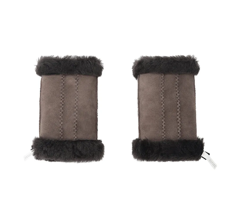 Fluffy Fingerless Sheepskin Wool Mittens