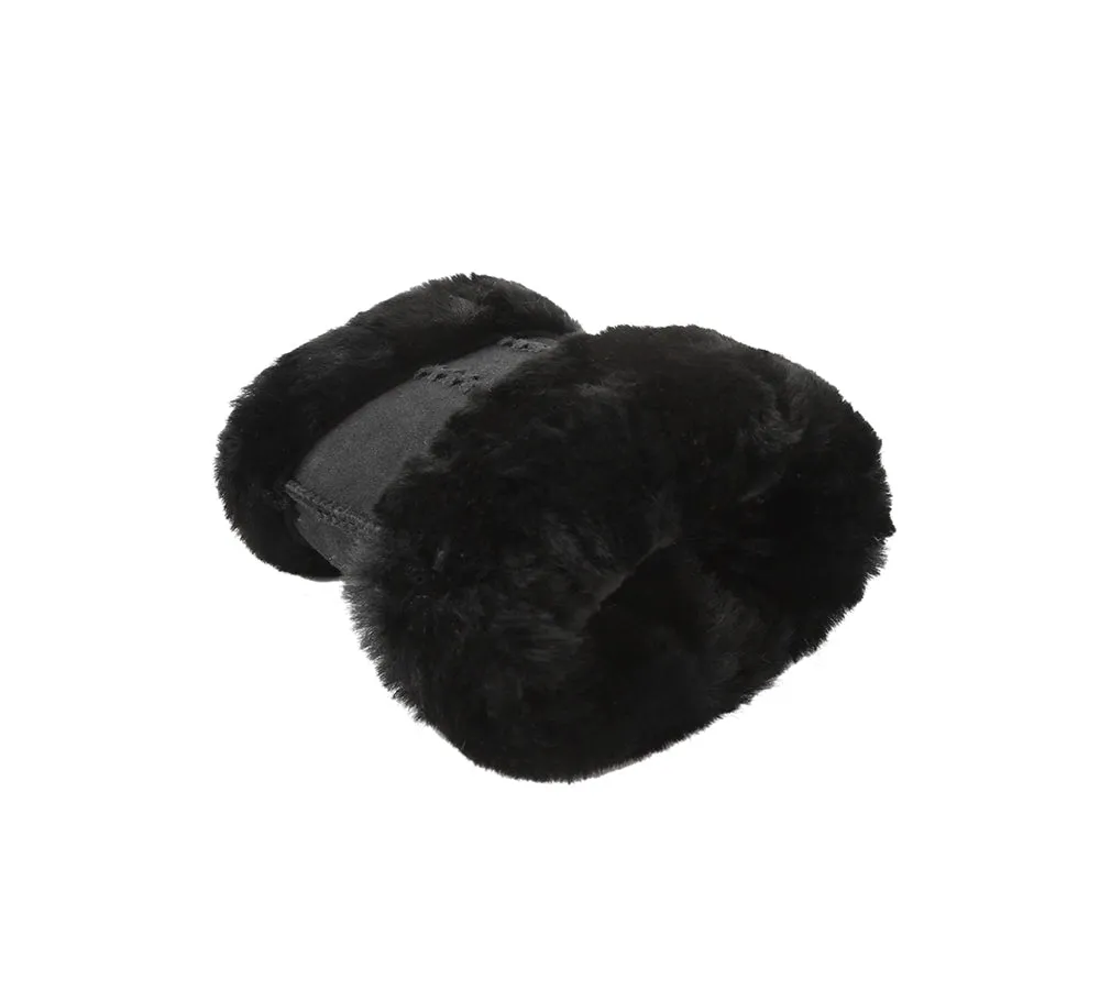 Fluffy Fingerless Sheepskin Wool Mittens