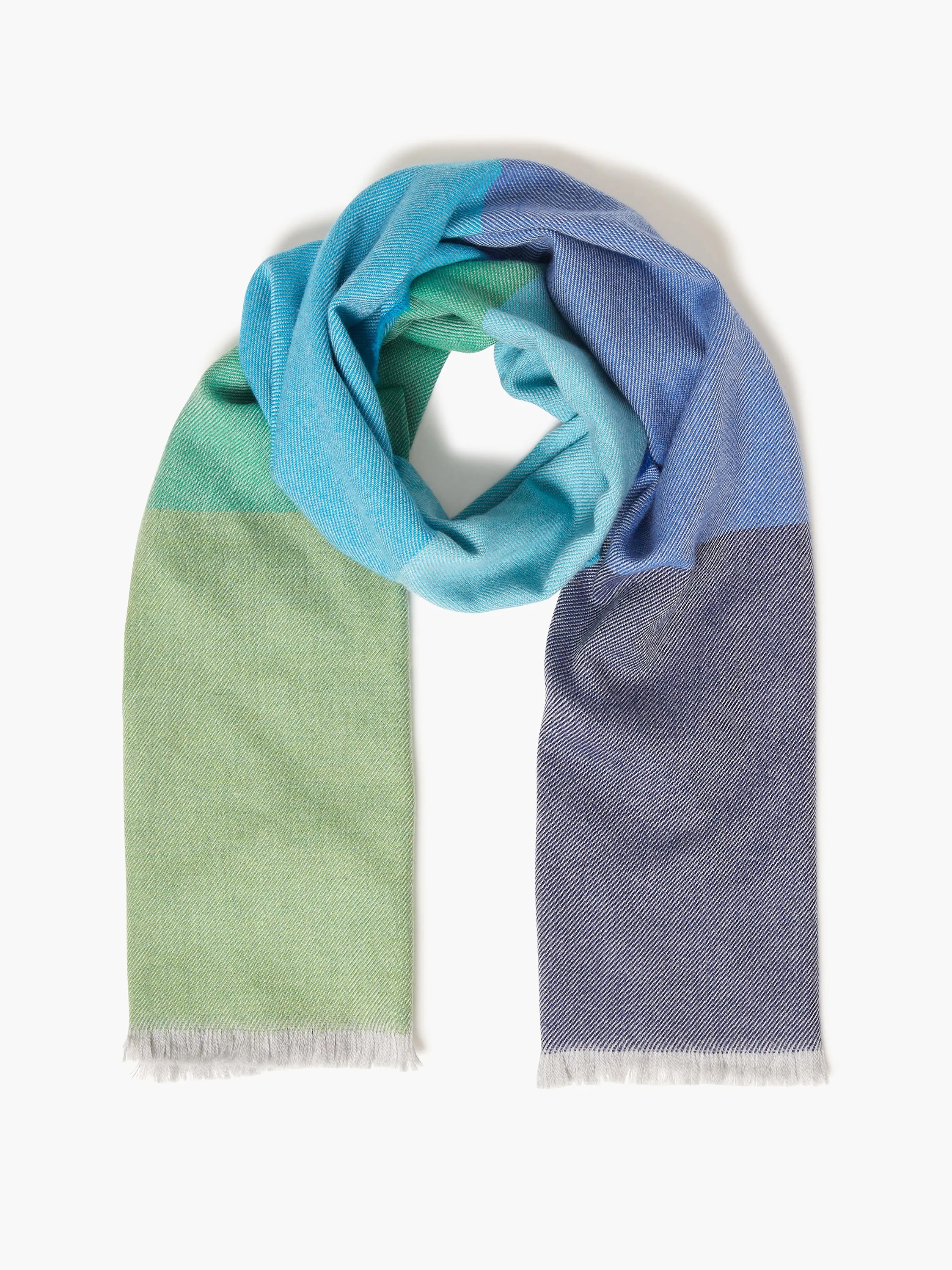 Foxford Green and Blue Extra Fine Merino Scarf