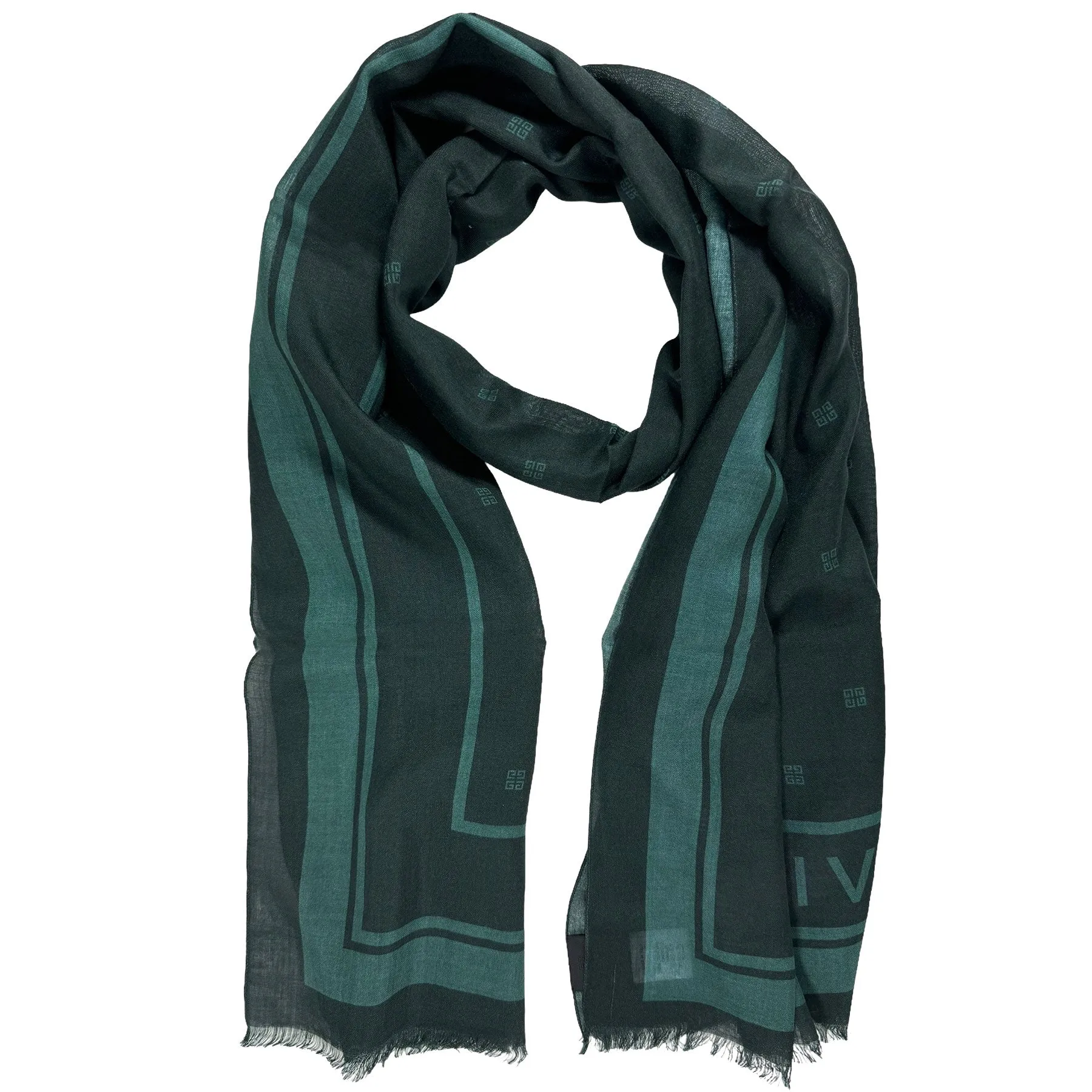 Givenchy Scarf Dark Green Logo - Cashmere Silk Shawl