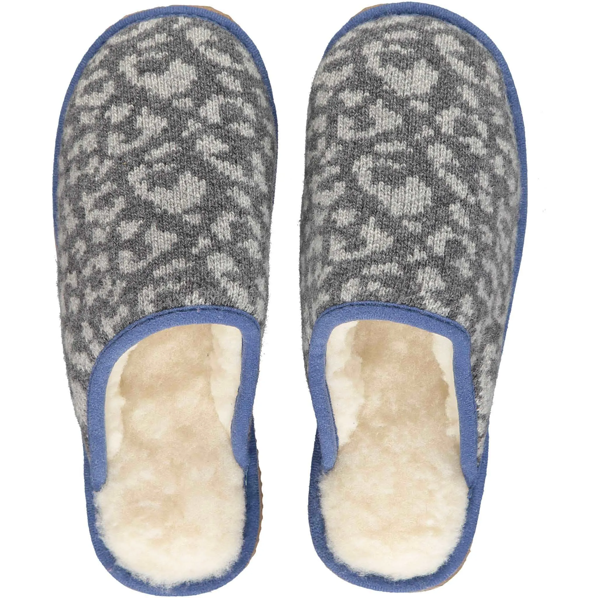 Grey Leopard Lambswool & Sheepskin Slippers - SMALL & LARGE ONLY