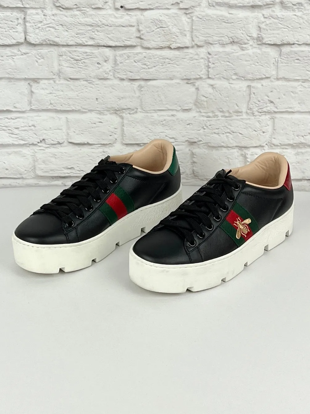 Gucci New Ace Platform Sneaker, Size 35, Black