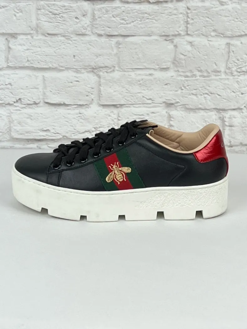 Gucci New Ace Platform Sneaker, Size 35, Black