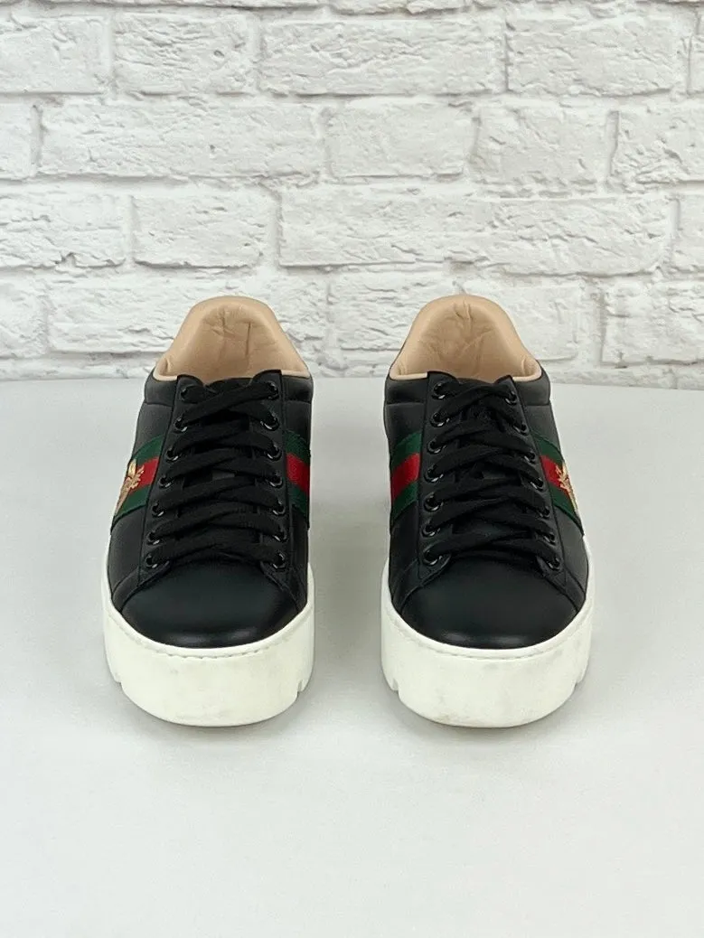 Gucci New Ace Platform Sneaker, Size 35, Black