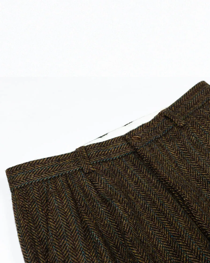 Herringbone Tweed Tapered Trousers