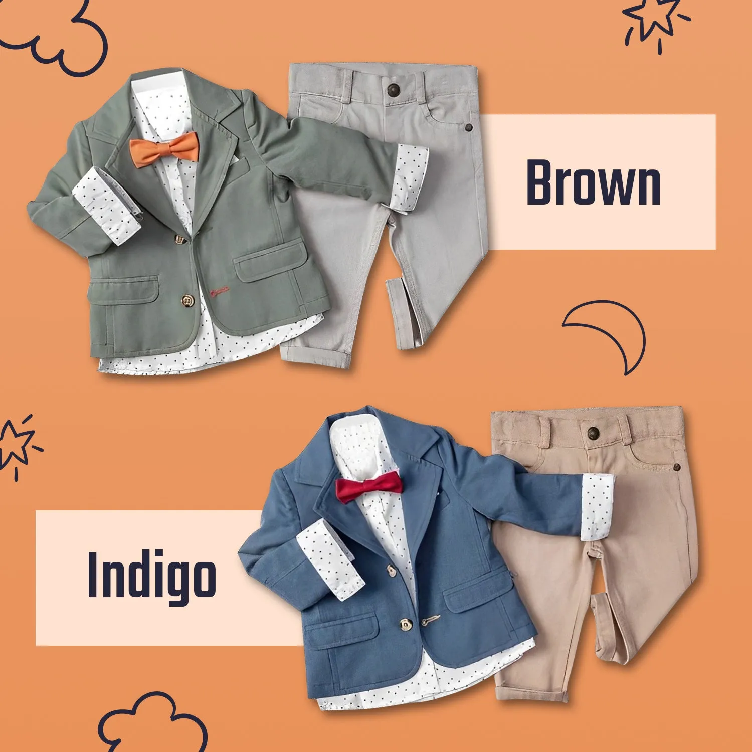 Infant and Toddler Boy's 3-Piece Suit with Fully LIned Jacket, Pants and Button Up Shirt