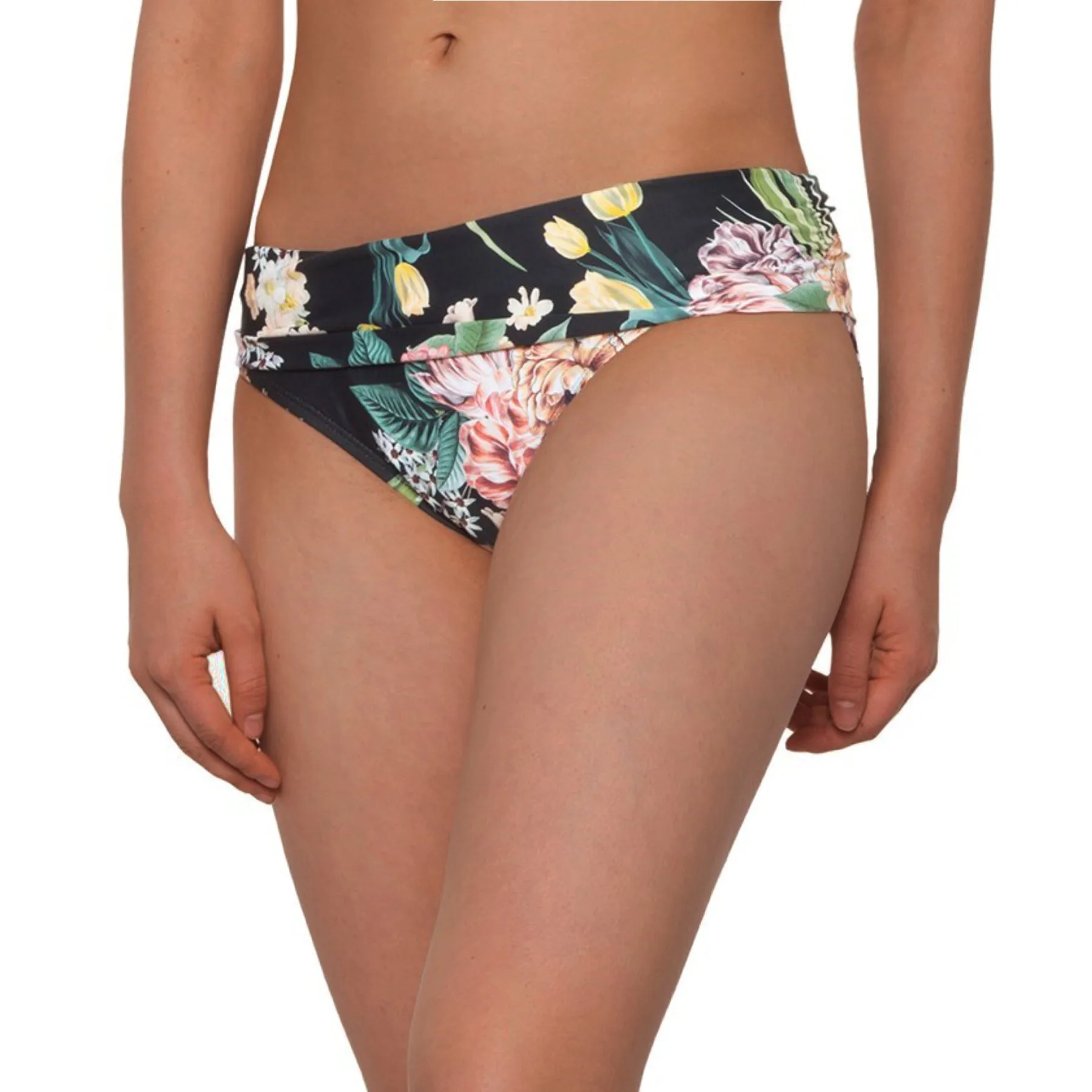 Jantzen Women's Pus Floral Print UPF 50 Fold-Over Hipster Swim Bikini Bottom