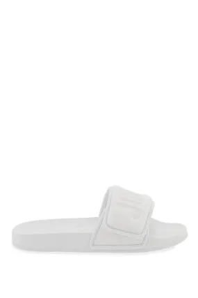 JIMMY CHOO fitz slides with lycra logoed bang