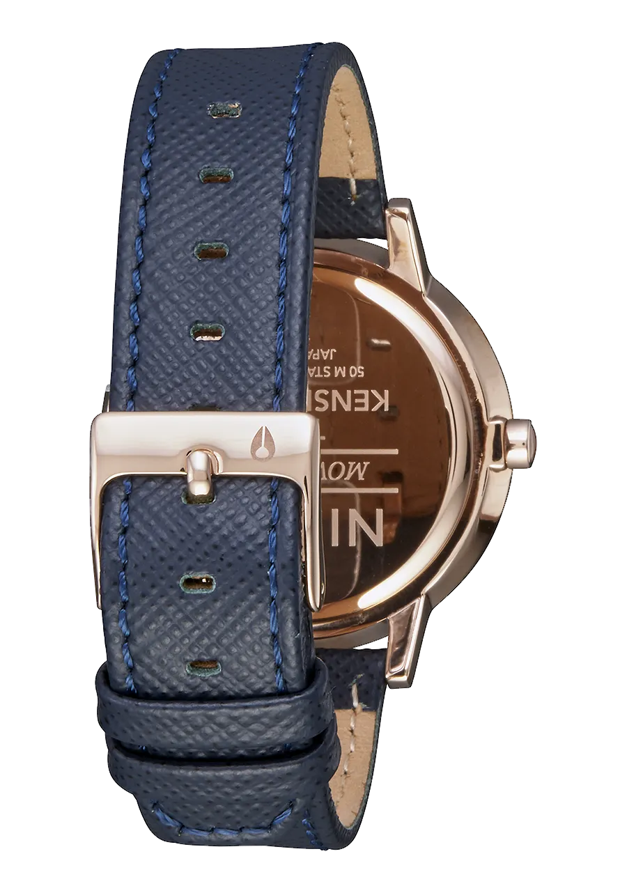 Kensington Leather - Navy / Rose Gold