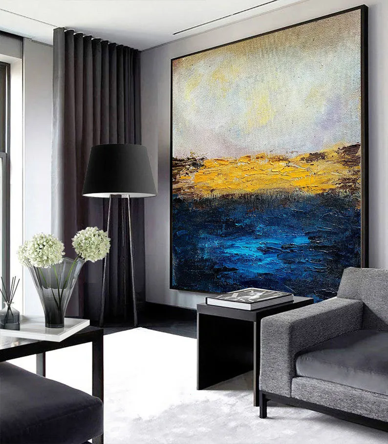 Large Canvas Art Work Abstract Painting Ocean Painting Wall Decor Bp038