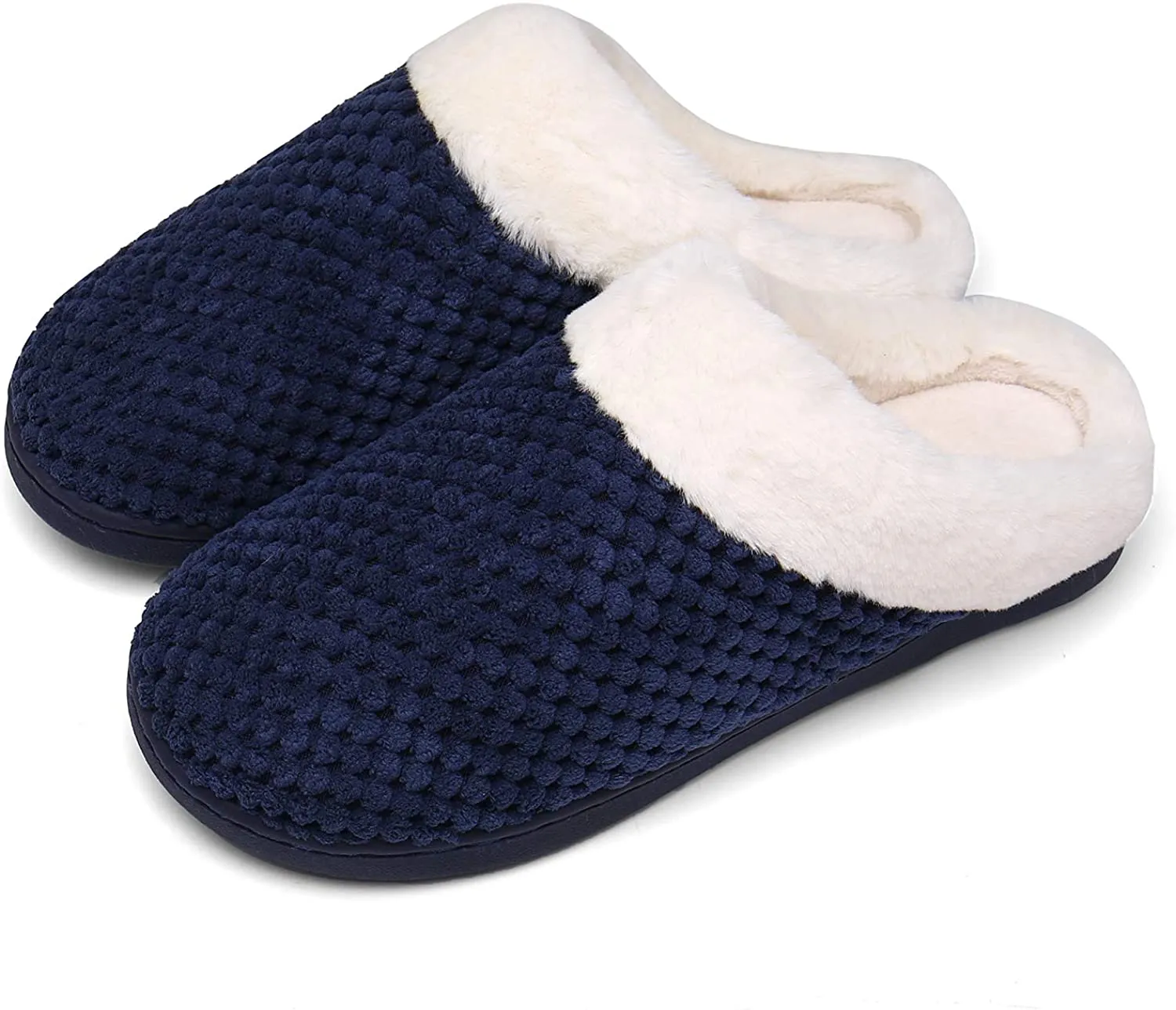 Mishansha Unisex Memory Foam Cotton Slippers with Fuzzy Plush Lining Slip on Clog House Shoes for Men/Women