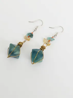 Natural Blue Purple Fluorite Earrings