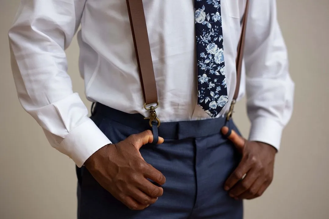 Navy & Light Blue Floral Bow Tie