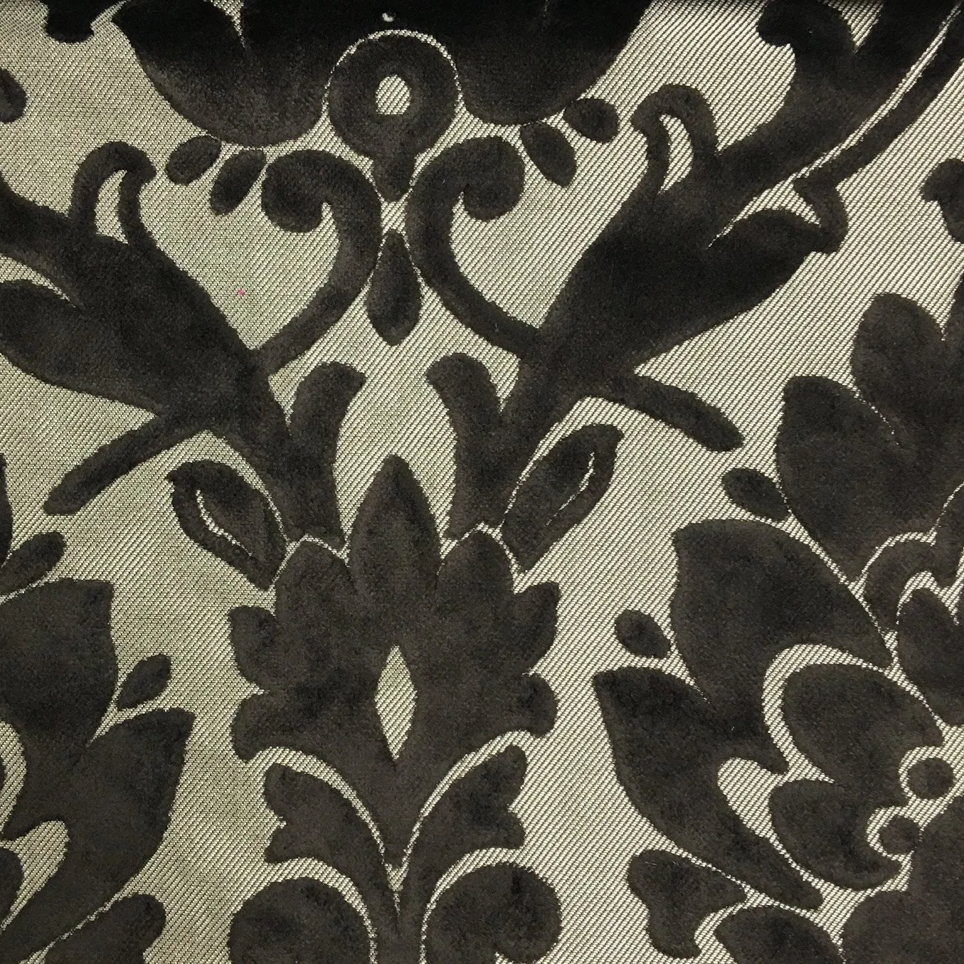 NOTTINGHAM, DAMASK PATTERN LUREX BURNOUT VELVET UPHOLSTERY FABRIC BY THE YARD