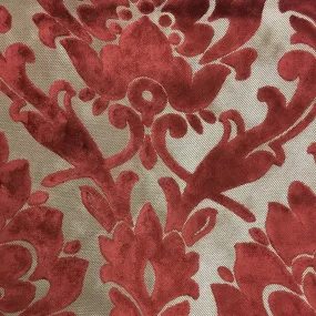 NOTTINGHAM, DAMASK PATTERN LUREX BURNOUT VELVET UPHOLSTERY FABRIC BY THE YARD