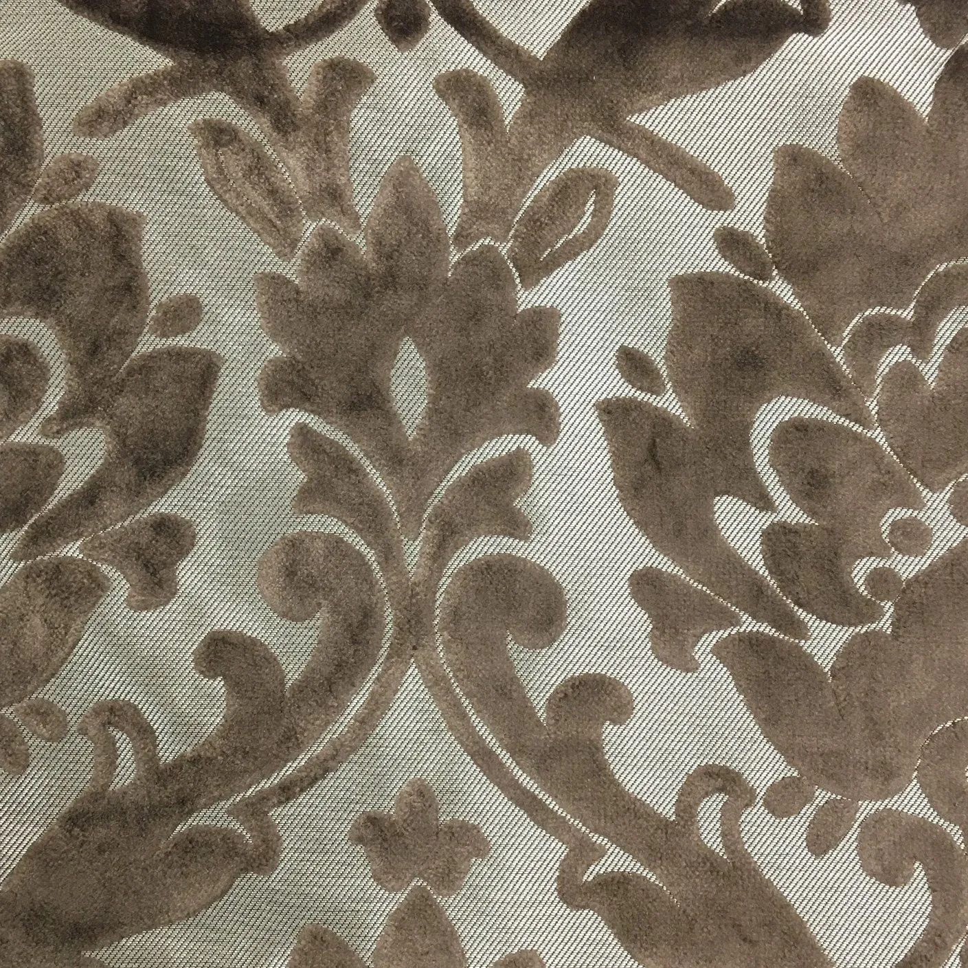 NOTTINGHAM, DAMASK PATTERN LUREX BURNOUT VELVET UPHOLSTERY FABRIC BY THE YARD