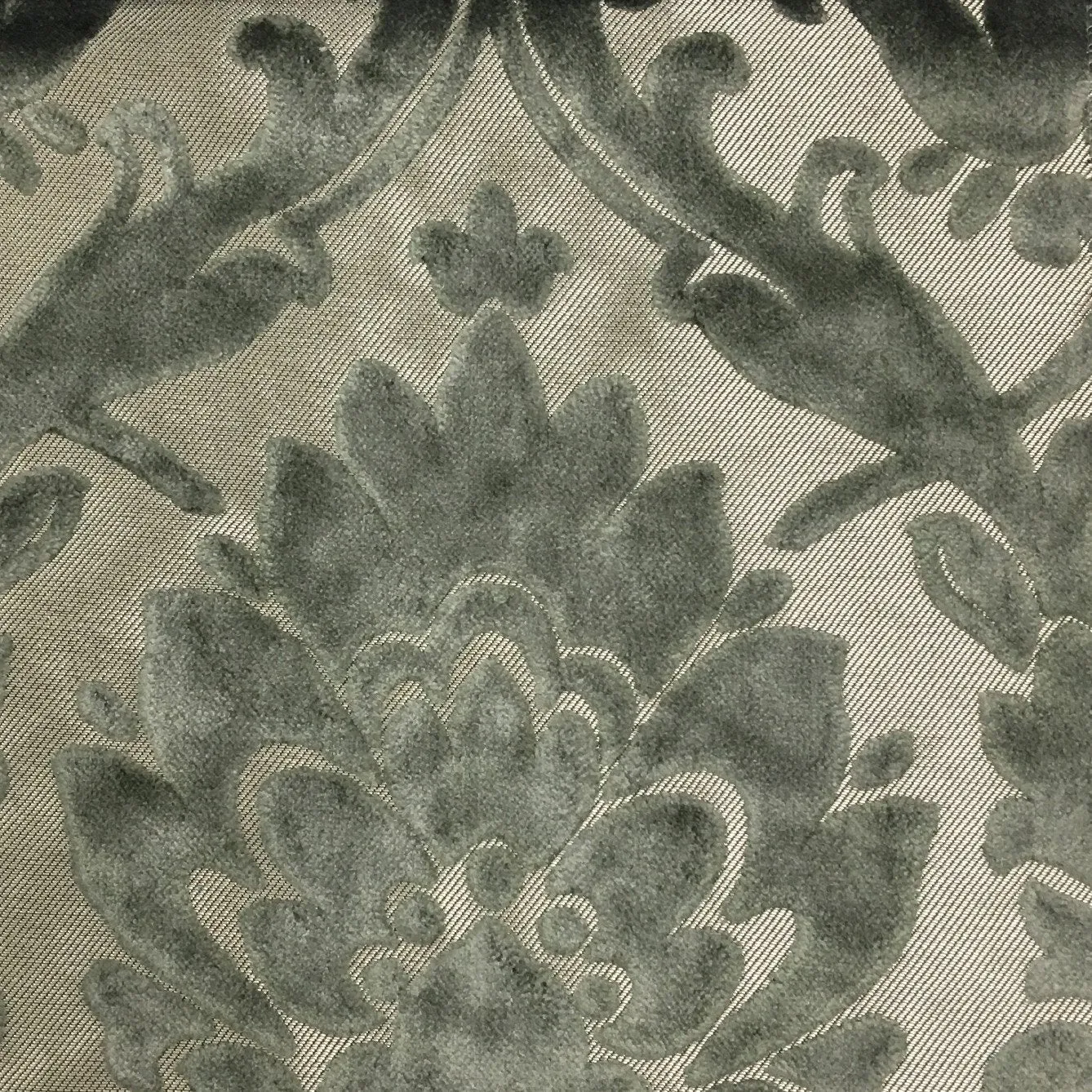 NOTTINGHAM, DAMASK PATTERN LUREX BURNOUT VELVET UPHOLSTERY FABRIC BY THE YARD