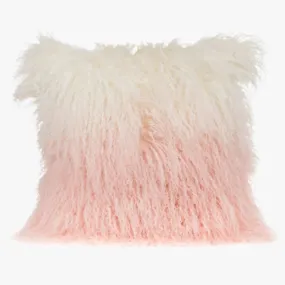 Ombre Rose Quartz Mongolian Fur Pillows