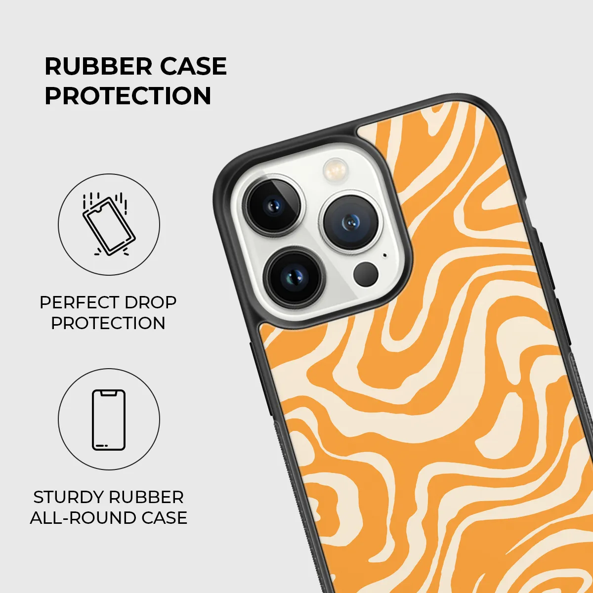 Orange Waves Rubber Phone Case