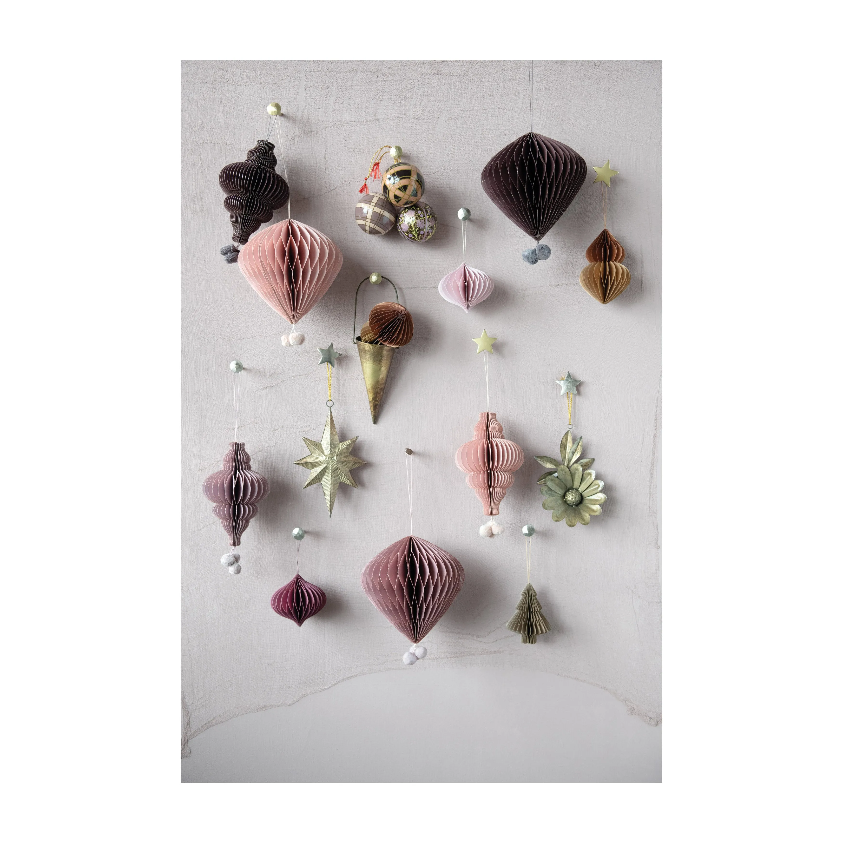 Paper Honeycomb Ornament with Pom Poms