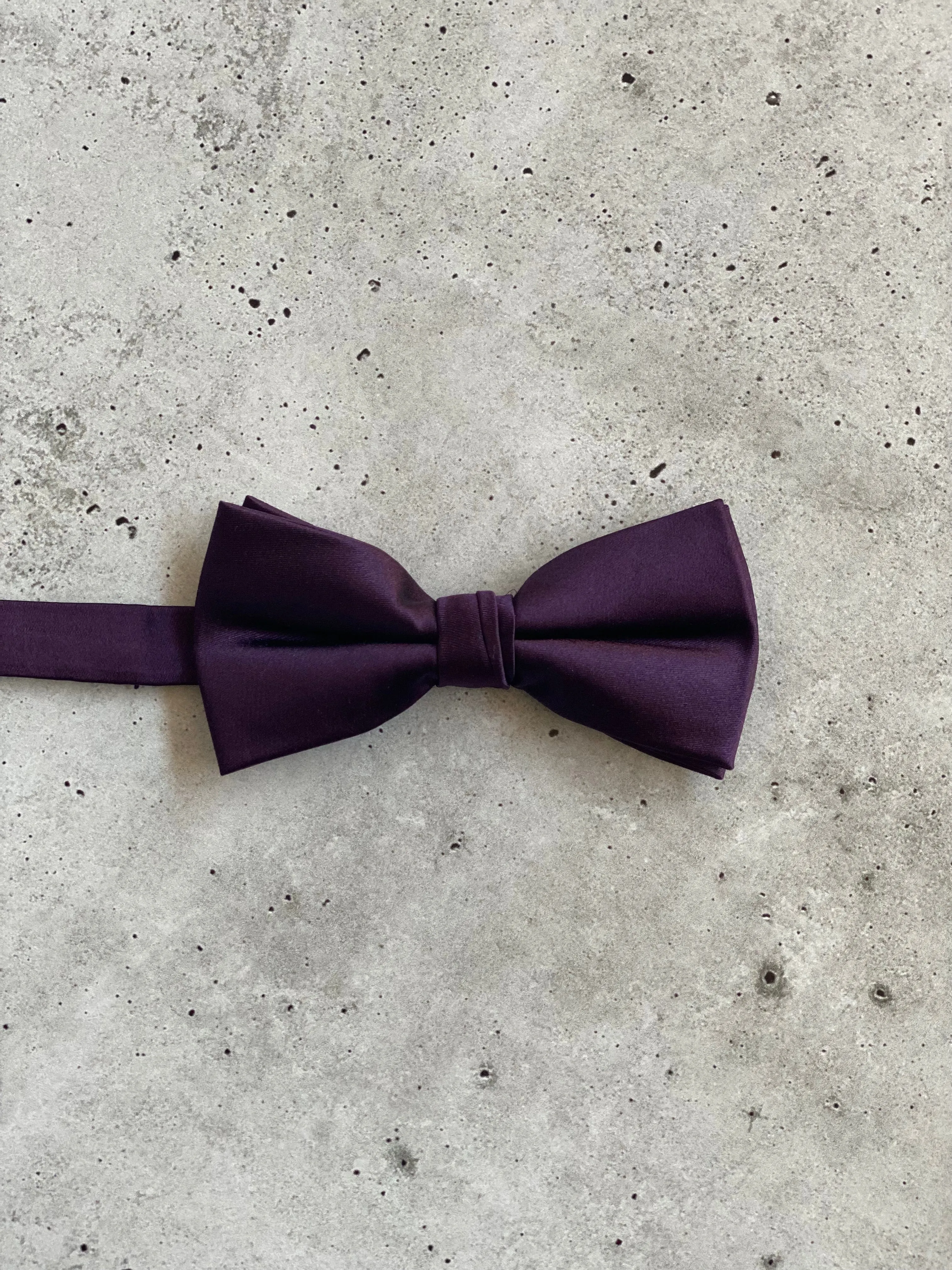 Plum Purple Satin Silk Bow Tie