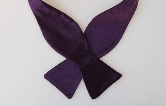 Plum Purple Satin Silk Self-Tied Bow Tie