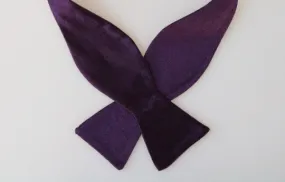 Plum Purple Satin Silk Self-Tied Bow Tie