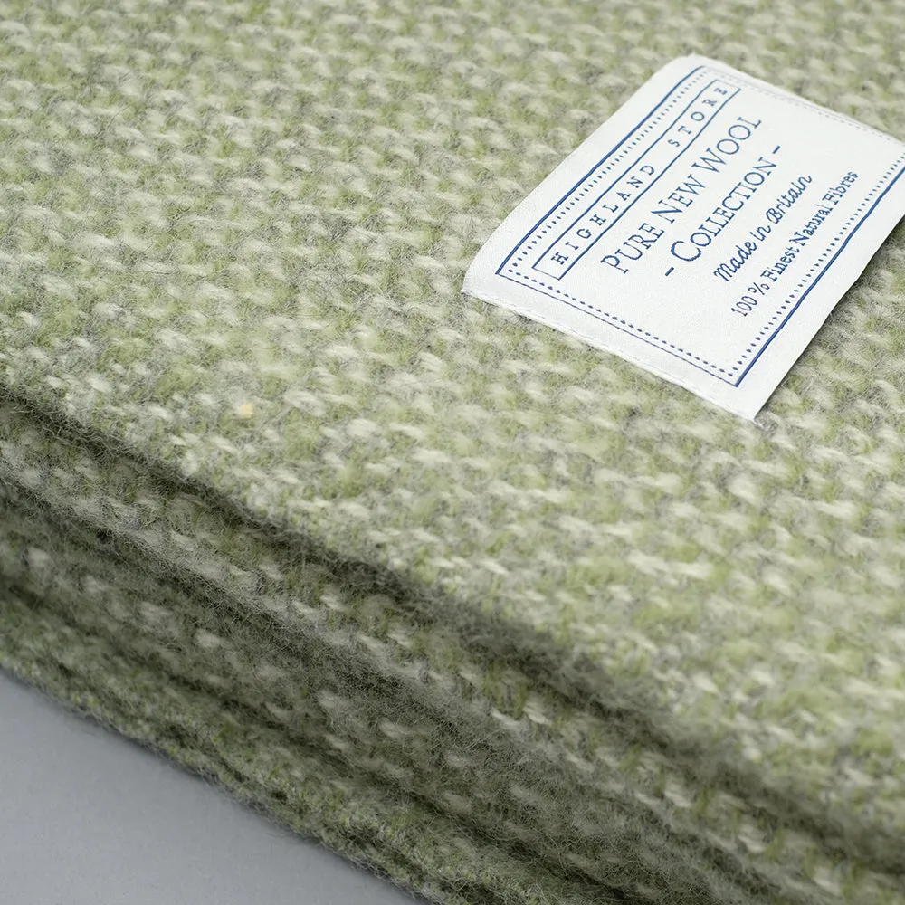 Pure New Wool Blanket in Green Ecru and Grey