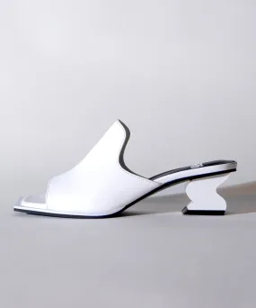 Rea White Open Toe Mule