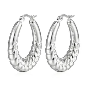 Reriti Intensity Stainless steel Silver Oval Shrimp Earrings