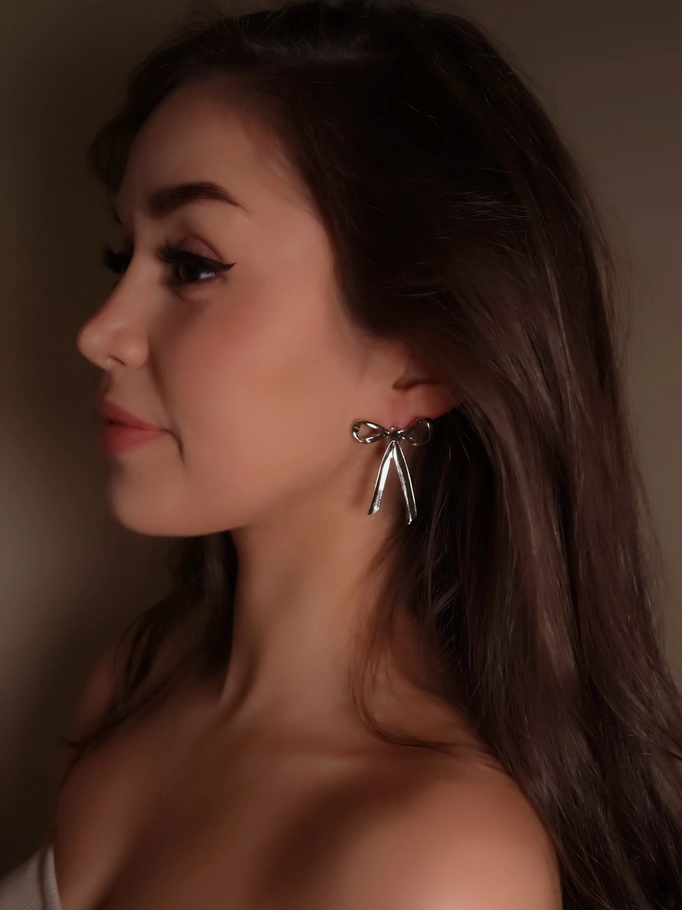 Silver Ribbon Earrings