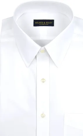 Tailored Fit White Solid Point Collar Supima® Cotton Non-Iron Pinpoint Oxford Dress Shirt (B/T)