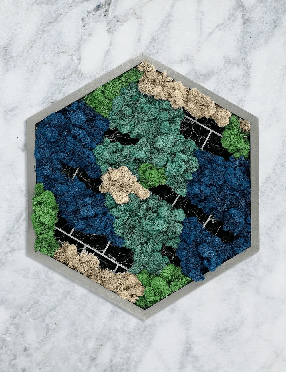 Tiled Hexagon Moss Wall Art