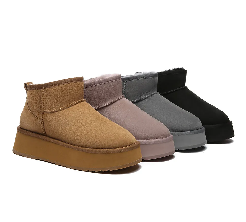 UGG Boots Sheepskin Wool Ankle Ultra Mini Platform Ankle Boots