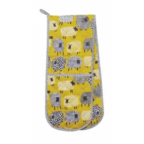 Ulster Weavers Double Oven Glove - Dotty Sheep (100% Cotton Outer; 100% Polyester wadding; CE marked, Yellow)