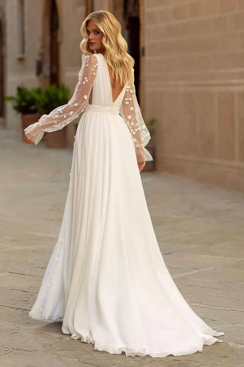 Whispering Love Long Sleeve A-Line Wedding Dress