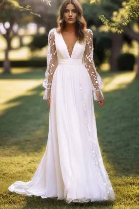 Whispering Love Long Sleeve A-Line Wedding Dress