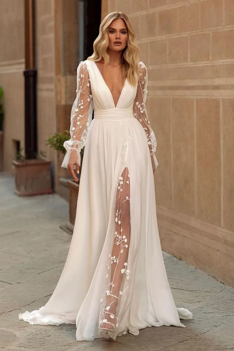 Whispering Love Long Sleeve A-Line Wedding Dress