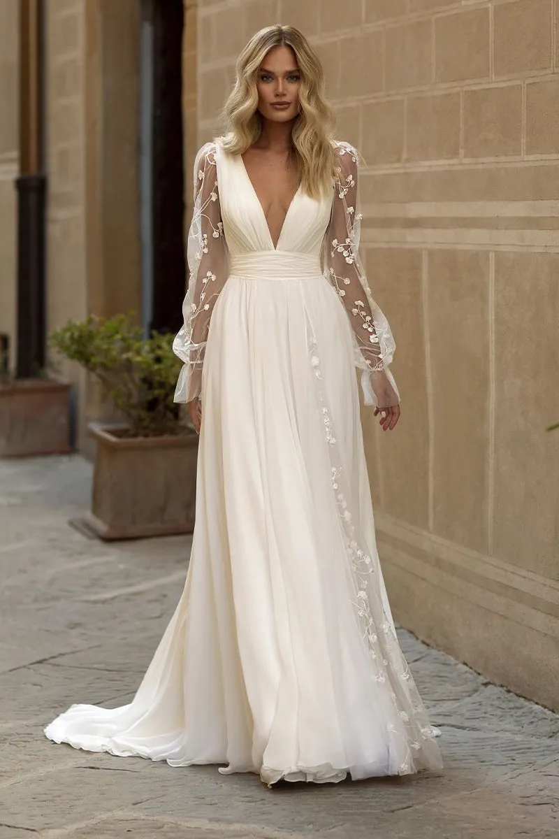 Whispering Love Long Sleeve A-Line Wedding Dress