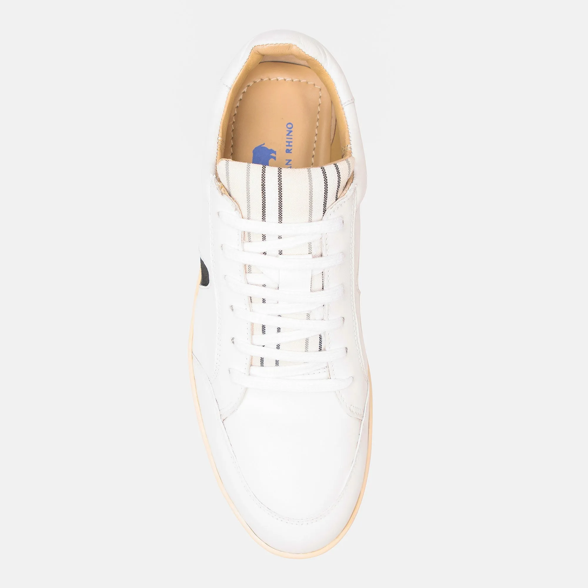 White Leather Black Horn Nomad Classic Unisex Sneakers