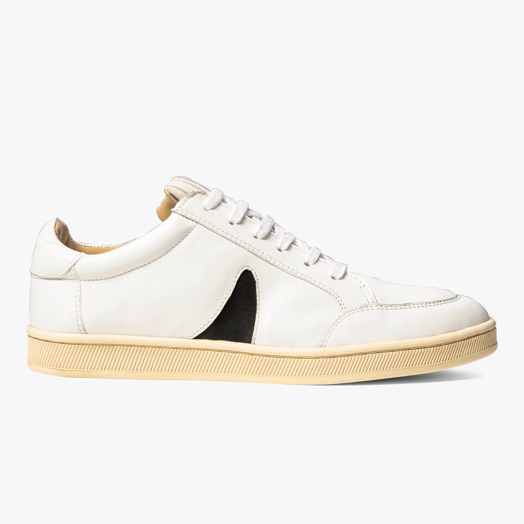 White Leather Black Horn Nomad Classic Unisex Sneakers