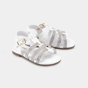 White sandal with rhinestones